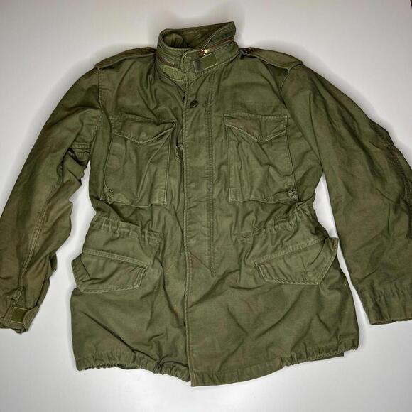 Vintage 80s U.S. Army M-65 Field Jacket Small Regular OG-107 Scovill Zipper - Picture 1 of 10